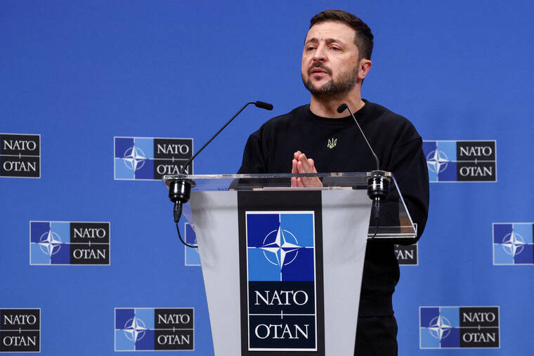 REUTERS FILE PHOTO
                                Ukraine’s President Volodymyr Zelenskyy attends a press conference in October at the NATO headquarters in Brussels, Belgium.