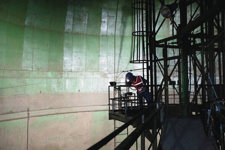 GEORGE F. LEE / 2023
                                Inside Upper Tank No. 19 during a tour of the Red Hill Fuel Storage Facility in Halawa Valley in 2023.